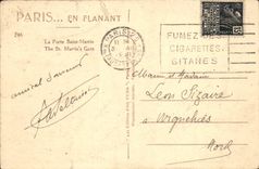 VINTAGE POSTCARD Paris While Strolling the Gate Martin Saint