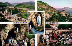 CPA Souvenir De Lourdes La grotte Le chateau fort La benediction des malades et l'apparition