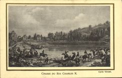 VINTAGE POSTCARD Hunting Of King Charles X Chiesn