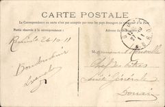 VINTAGE POSTCARD Rheims Public garden And Colbert Statue