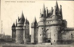 Castillo de la POSTAL de la VENDIMIA del cristal el castillo y la torre de St Laurent