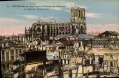 VINTAGE POSTCARD Rheims In the Ruins After the Retirement Of the Germans View Militaria