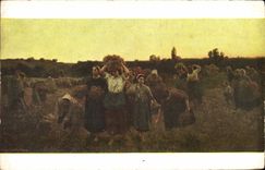 VINTAGE POSTCARD the Recall Of Glaneuses Jules Breton Museum Of Louvre Paris