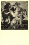 VINTAGE POSTCARD Esposition Of the Chiefs of Work Of the Art gallery Of Munich Rubens Removal of the girls of Leucippe