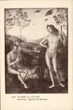 VINTAGE POSTCARD Museum Of Louvre Raphael Apollo And Marsyas