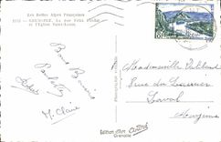 POSTAL MODERNA Grenoble la calle Poulat y la iglesia St. Louis