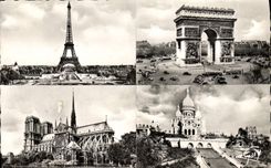 POSTAL MODERNA París y sus maravillas la torre Eiffel Arc de Triomphe de Etoile