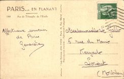 POSTAL París de la VENDIMIA mientras que da un paseo Arc de Triomphe de Etoile