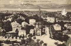 Opinión de Colmar de la POSTAL de la VENDIMIA y panorama de los Vosges