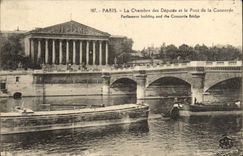 CPA Paris La Chambre des Deputes et le Pont de la Concorde Bateau Peniche 