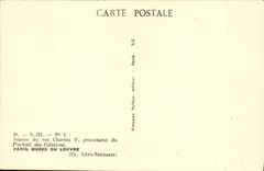 POSTAL de la VENDIMIA estatua del rey Charles V que viene de la puerta del museo de Celestins París de la lumbrera