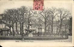 VINTAGE POSTCARD Paris the Place of the Vosges