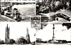 CPM Souvenir de Bordeaux La Rade Bateau Jardin public Pey Berland Girondins