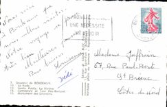 MODERN CARD To remember of Bordeaux the Roads Boat Public garden Pey Berland Of Gironde