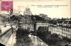 CPA Paris Panorama du Square d'Anvers vers le Sacre Coeur 