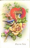 CPA Bonne Fete Fleurs Oiseau
