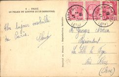 POSTAL París de la VENDIMIA el paladar de la lumbrera y del carrusel