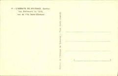 VINTAGE POSTCARD Abbey De Solesmes buildings of 1896 seen island Saint Clement