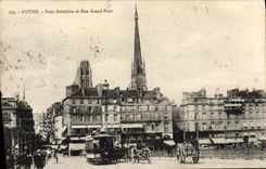 VINTAGE POSTCARD Rouen Boieldieu Bridge and Rue Large Bridge Tram
