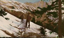 POSTAL MODERNA montaje passy en esquí del invierno hacia la cabaña del país de Anterne