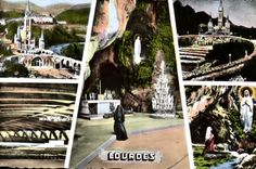 CPM Lourdes La Basilique la Grotte La procession aux flambeaux Basilique souterraine l'apparition