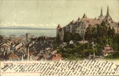 CPA Neuchatel Chateau et les Alpes