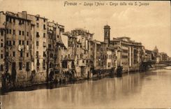 POSTAL Firenze Lungo Arno Tergo de la VENDIMIA más allá vía S Jacopo