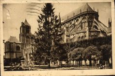 POSTAL Bourges de la VENDIMIA la catedral vista del ajrdin público