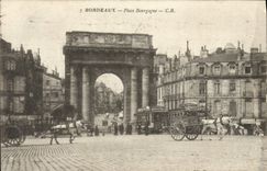 VINTAGE POSTCARD Bordeaux Places Burgundy Attelage Horses