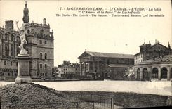St alemán de la POSTAL de la VENDIMIA en el martillo de Bush el castillo el amor de la estación de tren de la iglesia y la locura de Darbefeuille