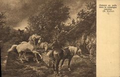 CPA Chevaux Au Puits Dans La Campagne Romaine Koller