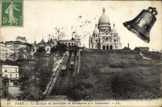 VINTAGE POSTCARD Paris the Basilica Of the Sacring Heart De Montmartre And the Funicular Bell
