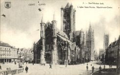 VINTAGE POSTCARD Gent Gard the Church Saint Nicolas Goes To the Grains