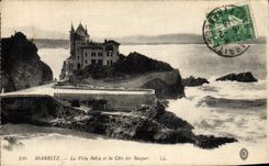 VINTAGE POSTCARD Biarritz the Belza Villa And The coast of Basque