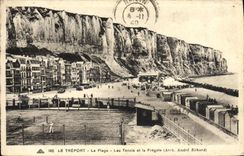 VINTAGE POSTCARD Treport the Beach Tennis And the Frigate Tennis