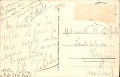 VINTAGE POSTCARD Treport the Beach Tennis And the Frigate Tennis