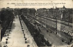 CPA Paris La Rue De Rivoli Et Le Jardin Des Tuileries Pris Vers l'Arc De Triomphe De l'Etoile