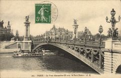 VINTAGE POSTCARD Paris the Bridge Alexandre III With the Petit Palais barge