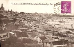 Cuadro total de Mormandie Le Havre de la POSTAL de la VENDIMIA de la playa