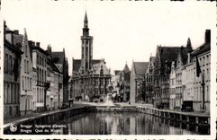 POSTAL Brujas Quay de la VENDIMIA del espejo