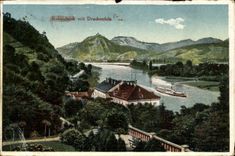 VINTAGE POSTCARD Rolandseck MIT Drachenfels
