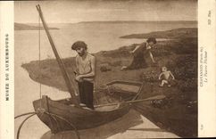 VINTAGE POSTCARD Museum Of Luxembourg Puvis de Chavannes the poor sinner