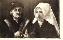 VINTAGE POSTCARD Gossaert has Man and Wife The London National Gallery