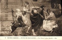 VINTAGE POSTCARD Museum of Amiens Puvis De Chavannes Pro Patria Ludus detail