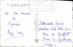 MODERN CARD the Pyrenees Tourmalet Descent towards Barrege