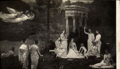 VINTAGE POSTCARD Living room angels