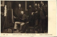 VINTAGE POSTCARD Fantin Latour a Workshop In Batignolles Paris Museum of Luxembourg Paris