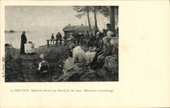 VINTAGE POSTCARD Edelfelt Divine Service at the edge of the Sea Museum of Luxembourg Paris