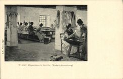 VINTAGE POSTCARD Gay Cigarieres has Seville Musee of Luxembourg Tabac Cigar