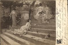 VINTAGE POSTCARD Artigue Jeunesse Amuses Living room 1906